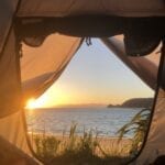 Watering Cove tent camping sunrise