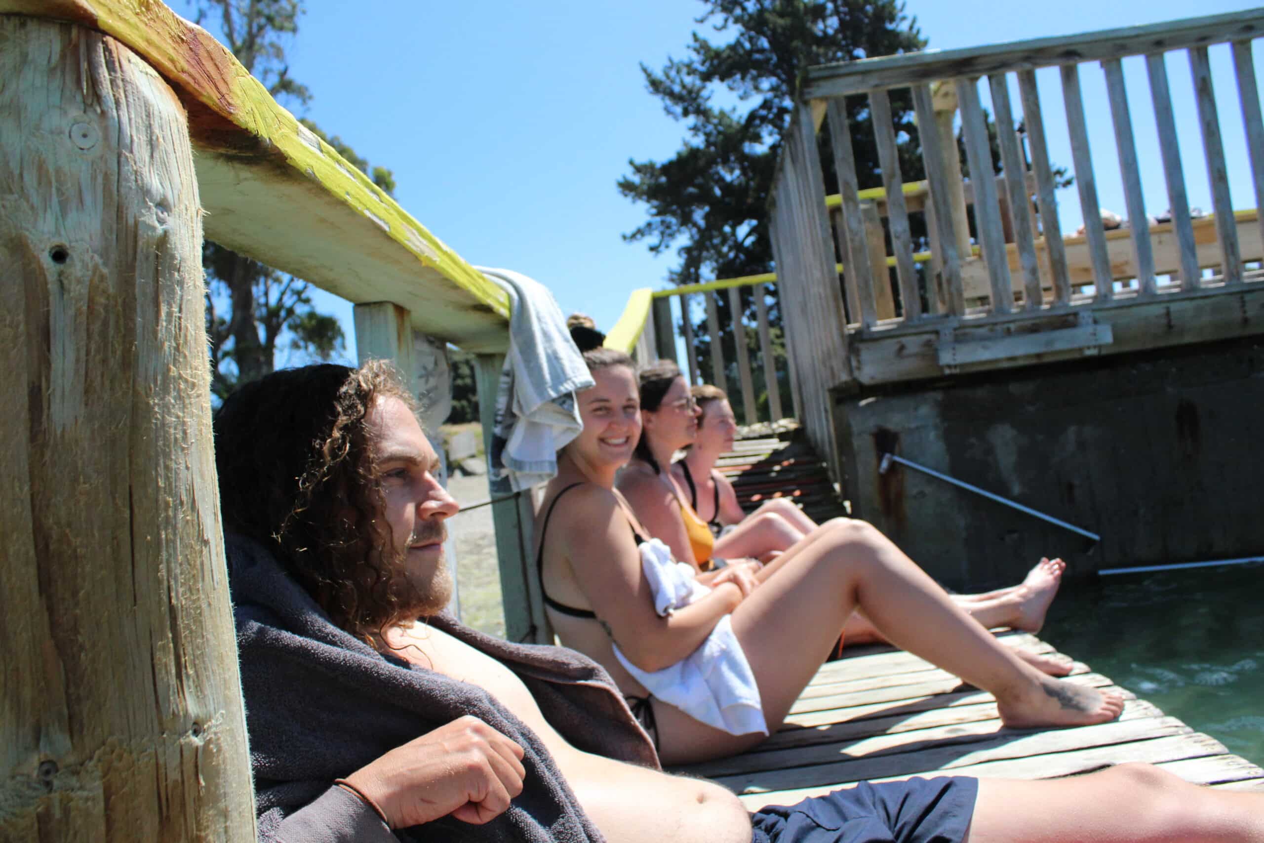 Hanging out at the salt baths - abel tasman trips