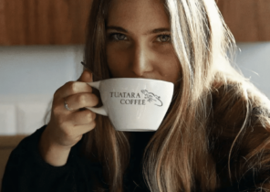 Tuatara Coffee drinking