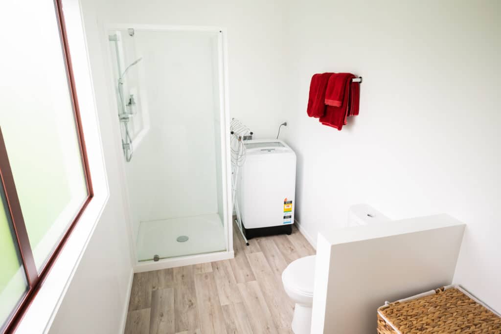 the creek studio shower at the barn cabins and camp